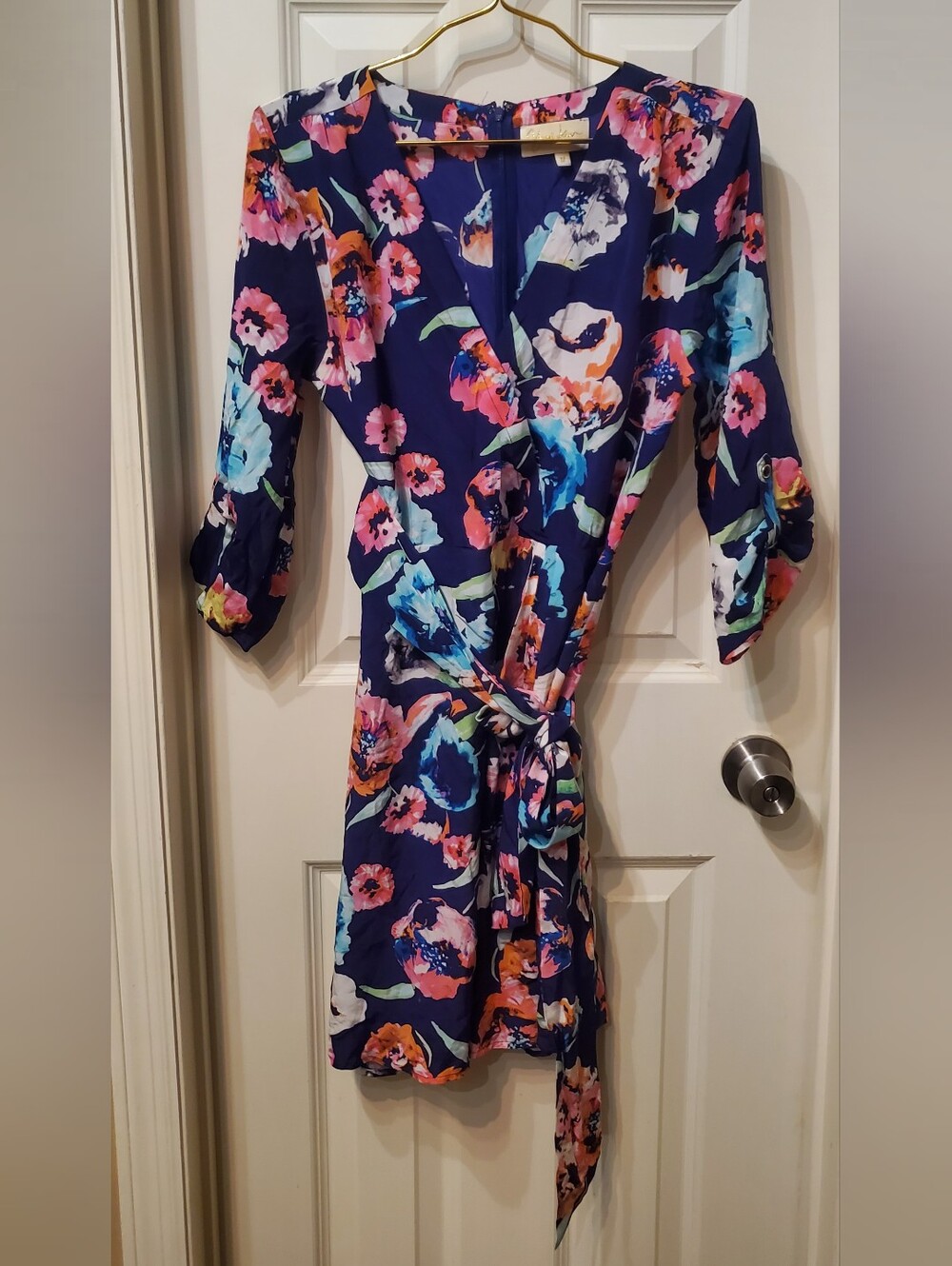 Yumi Kim Navy Blue Floral Wrap Dress